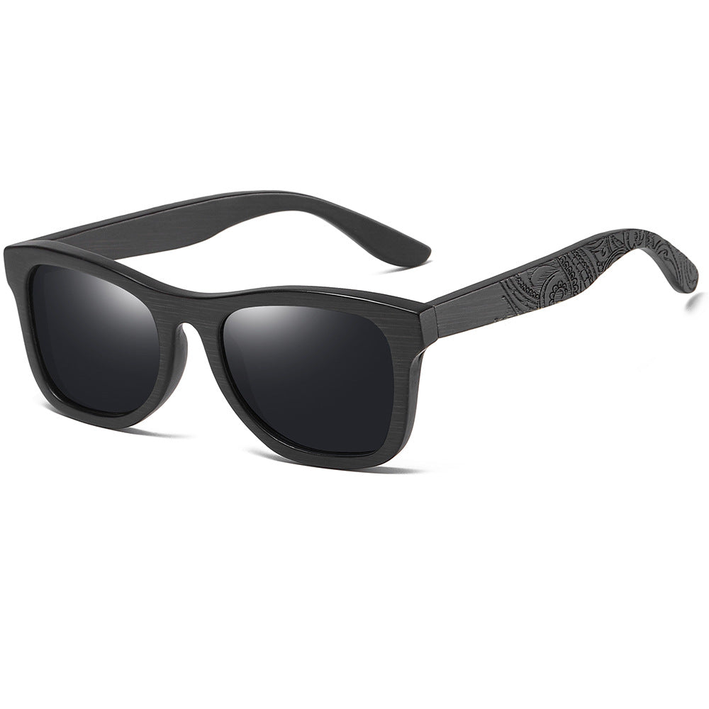 Simple And Fashionable Brushed Bamboo Black Patterned Leg Polarized Sunglasses Casual Cross-border Sunglasses