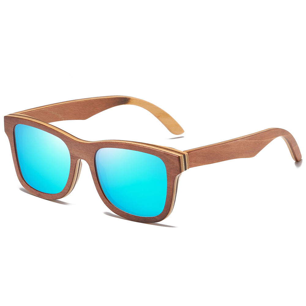 Popular Bamboo Wood Glasses Brown Skateboard Wood Full Frame Anti-Stress Eco-Friendly Polarized Sunglasses