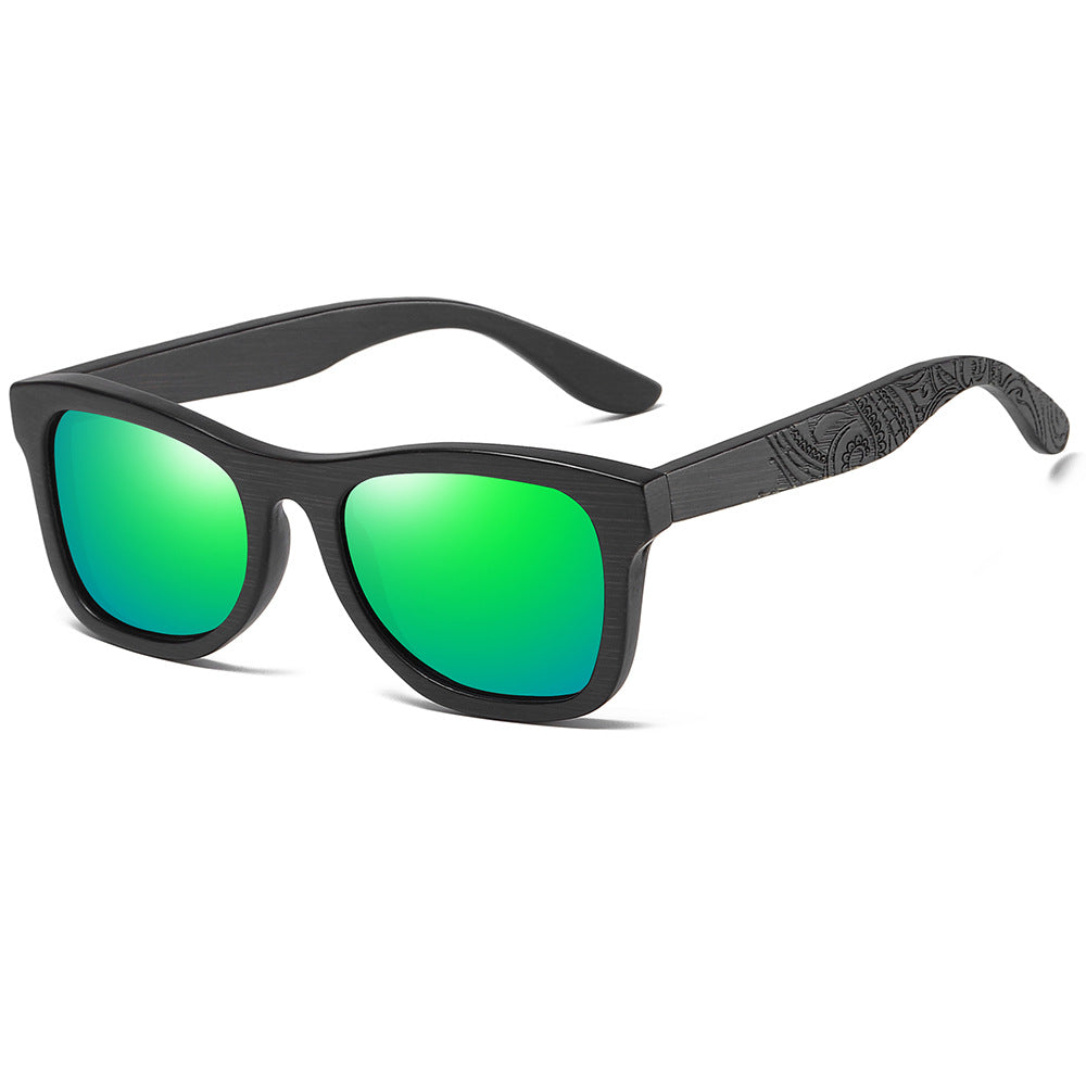 Simple And Fashionable Brushed Bamboo Black Patterned Leg Polarized Sunglasses Casual Cross-border Sunglasses