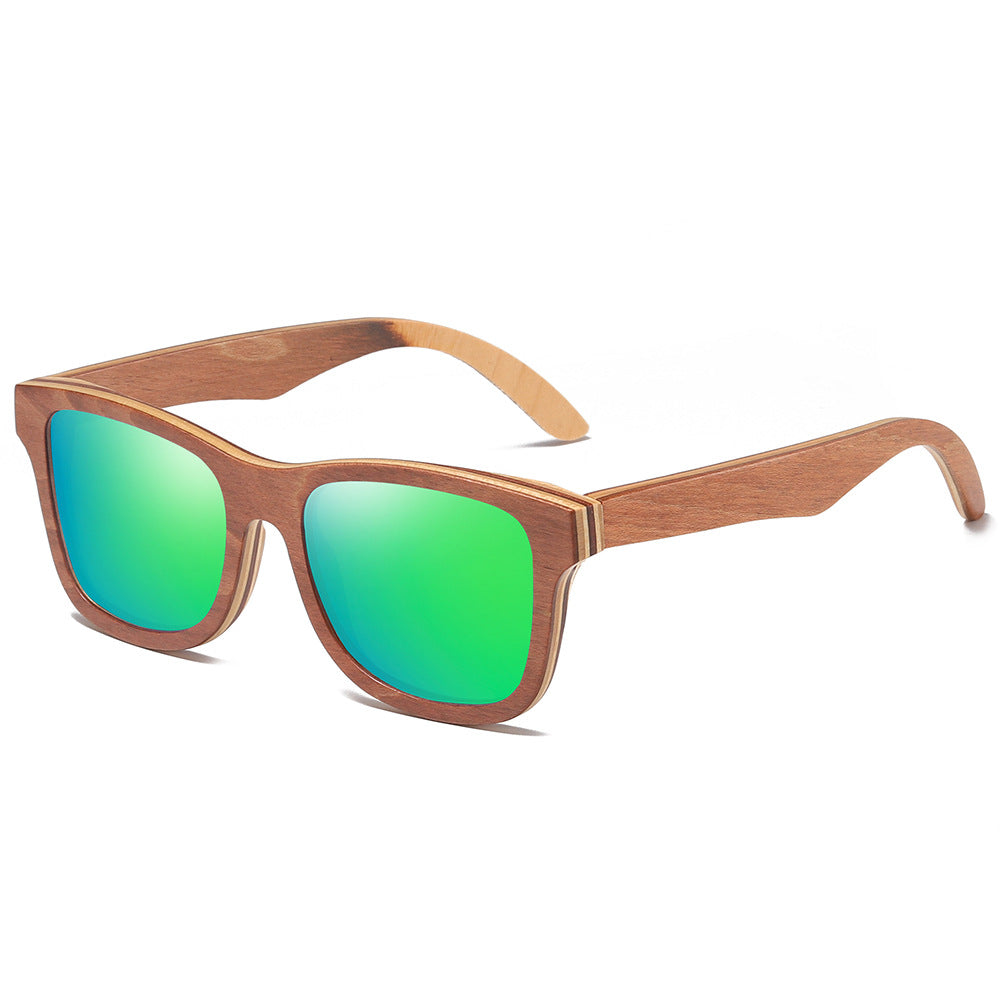 Popular Bamboo Wood Glasses Brown Skateboard Wood Full Frame Anti-Stress Eco-Friendly Polarized Sunglasses