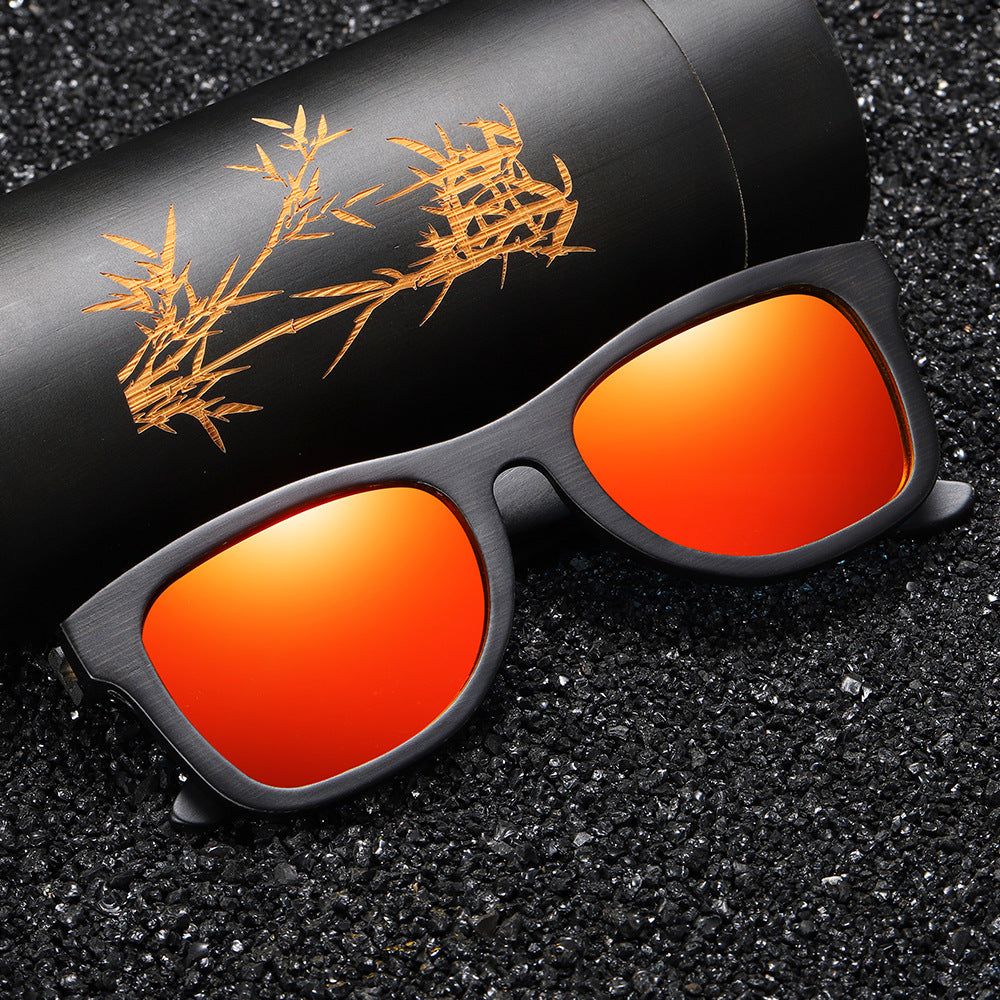 Simple And Fashionable Brushed Bamboo Black Patterned Leg Polarized Sunglasses Casual Cross-border Sunglasses