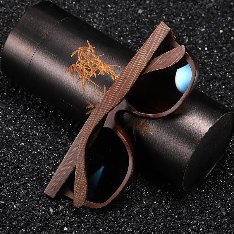 Bamboo And Wood Glasses, Brown Brushed, Polarized Anti-UV Sunglasses For Men And Women