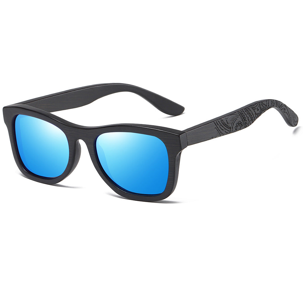 Simple And Fashionable Brushed Bamboo Black Patterned Leg Polarized Sunglasses Casual Cross-border Sunglasses