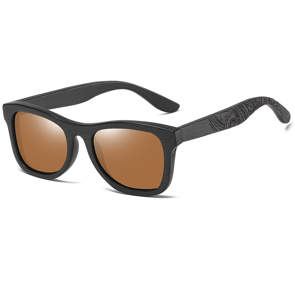 Simple And Fashionable Brushed Bamboo Black Patterned Leg Polarized Sunglasses Casual Cross-border Sunglasses