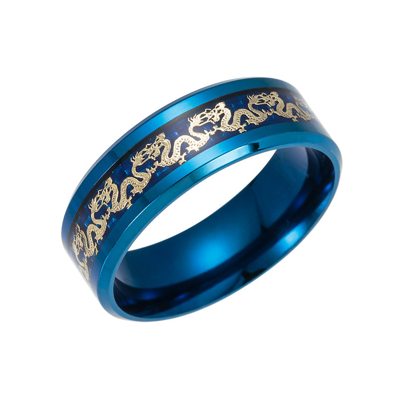 Retro Chinese Dragon Ring Titanium Steel Jewelry