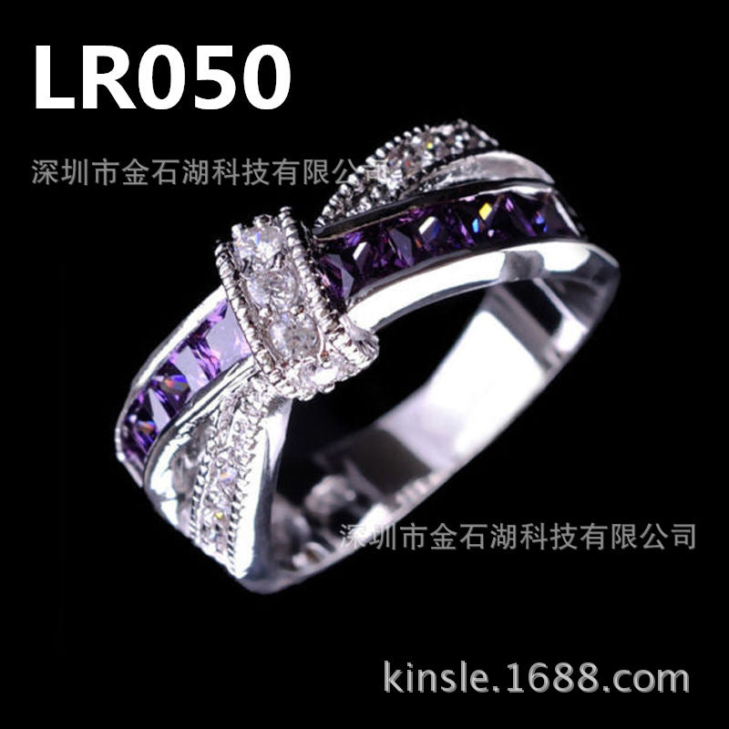 6 ColorsStone Crystal Ring Electroplating Platinum Jewelry