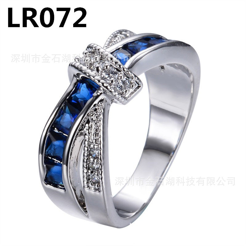 6 ColorsStone Crystal Ring Electroplating Platinum Jewelry