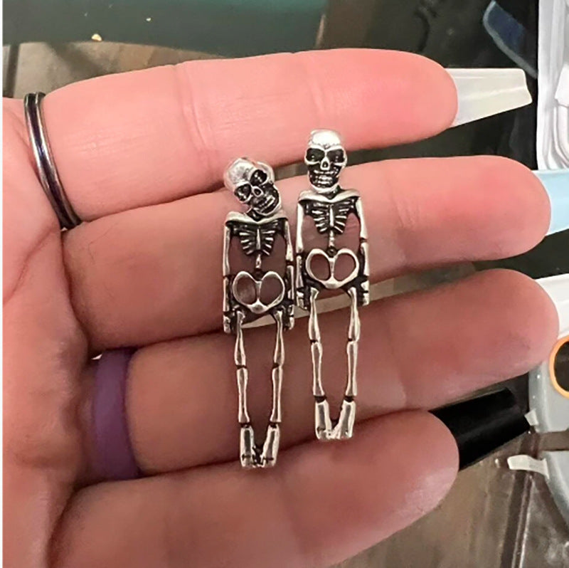 Halloween Skull Simulation Human Skeleton Detachable Stud Earrings