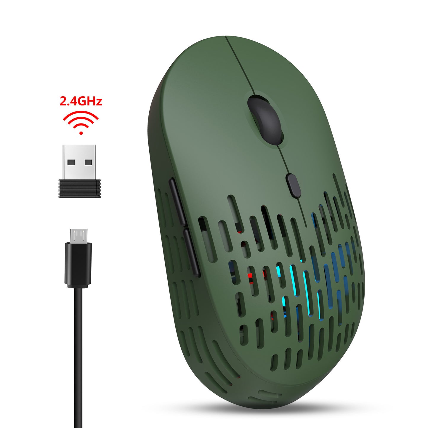 Wireless Charging Mouse With Hole And Hollow Luminous Computer Portable Mouse