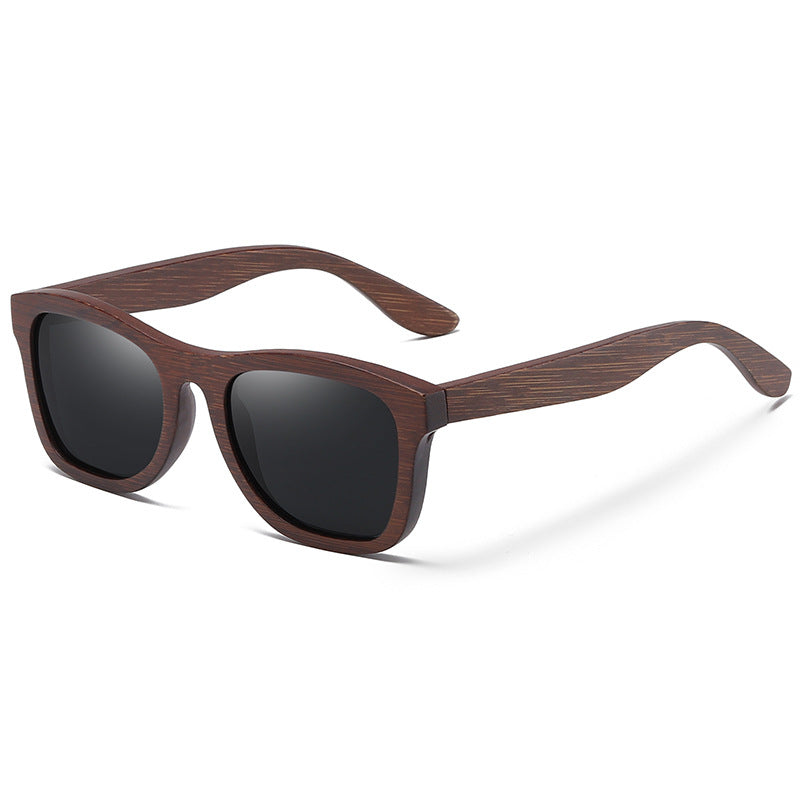 Bamboo And Wood Glasses, Brown Brushed, Polarized Anti-UV Sunglasses For Men And Women