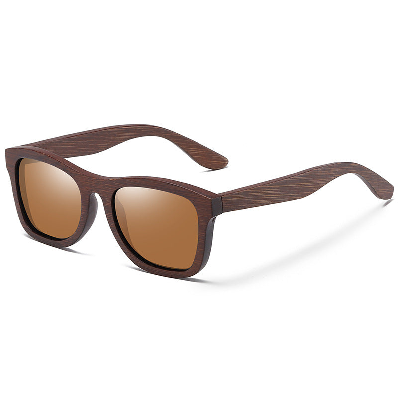 Bamboo And Wood Glasses, Brown Brushed, Polarized Anti-UV Sunglasses For Men And Women