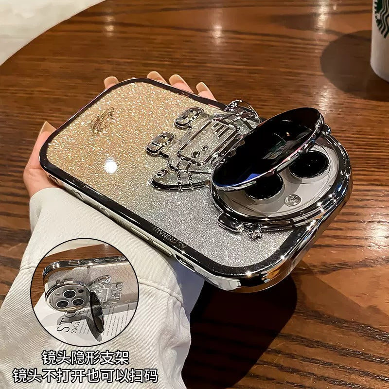 Suitable For IPhone15 Promax Astronaut Lens Holder Mobile Phone Case Apple 14 Electroplated Glitter Protective Case 13