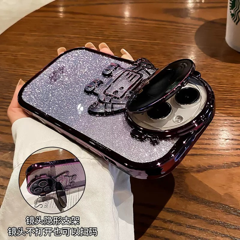 Suitable For IPhone15 Promax Astronaut Lens Holder Mobile Phone Case Apple 14 Electroplated Glitter Protective Case 13