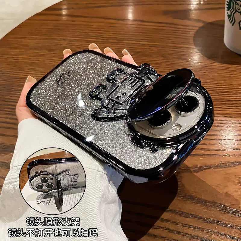 Suitable For IPhone15 Promax Astronaut Lens Holder Mobile Phone Case Apple 14 Electroplated Glitter Protective Case 13