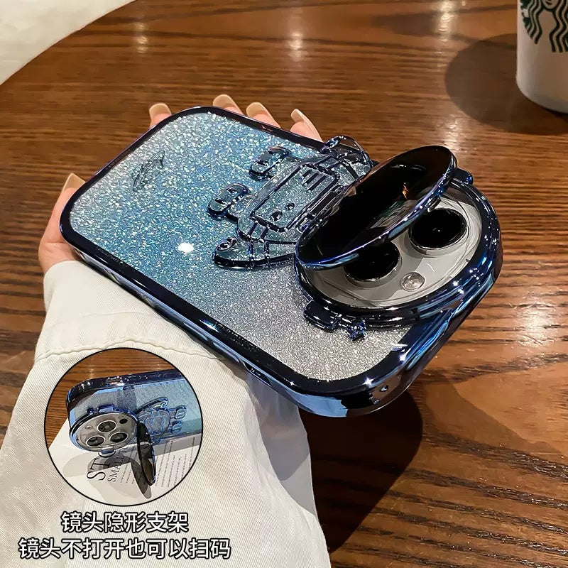 Suitable For IPhone15 Promax Astronaut Lens Holder Mobile Phone Case Apple 14 Electroplated Glitter Protective Case 13