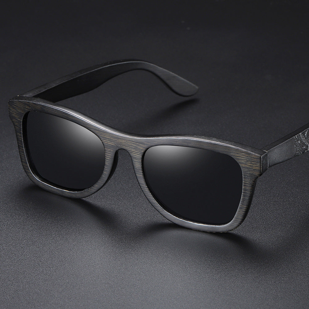 Simple And Fashionable Brushed Bamboo Black Patterned Leg Polarized Sunglasses Casual Cross-border Sunglasses