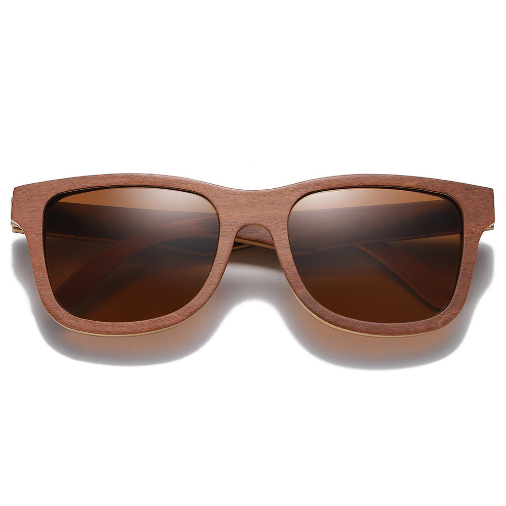 Popular Bamboo Wood Glasses Brown Skateboard Wood Full Frame Anti-Stress Eco-Friendly Polarized Sunglasses