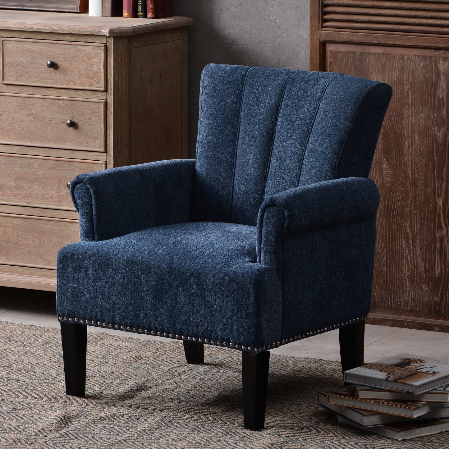 Accent Rivet Tufted Polyester Armchair