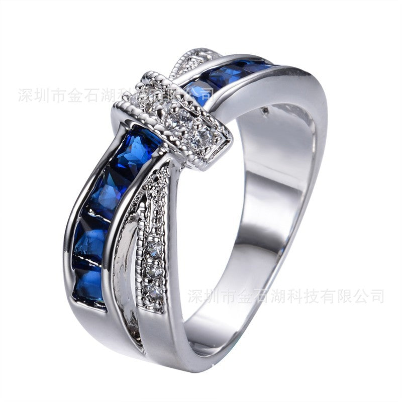 6 ColorsStone Crystal Ring Electroplating Platinum Jewelry