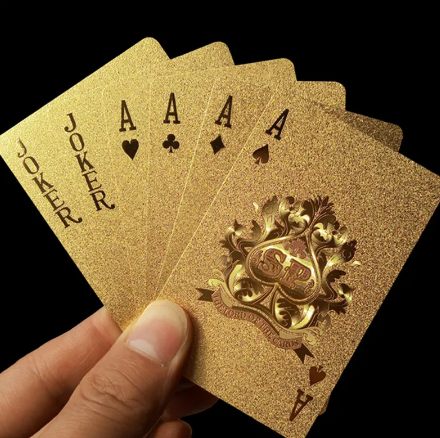 Gold Foil Playing Cards Pvc Plastic Advertising Playing Cards With Printed LOGO Metallic Gold Playing Cards