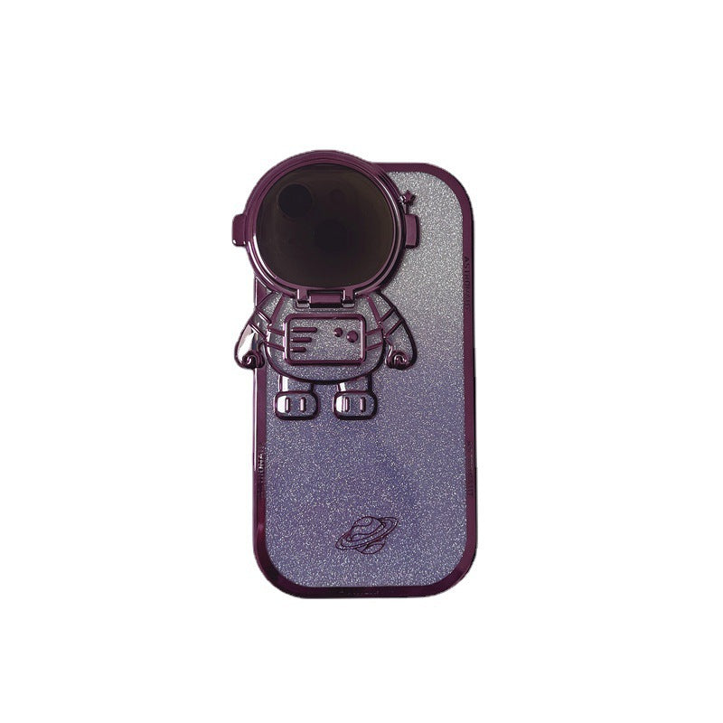 Suitable For IPhone15 Promax Astronaut Lens Holder Mobile Phone Case Apple 14 Electroplated Glitter Protective Case 13